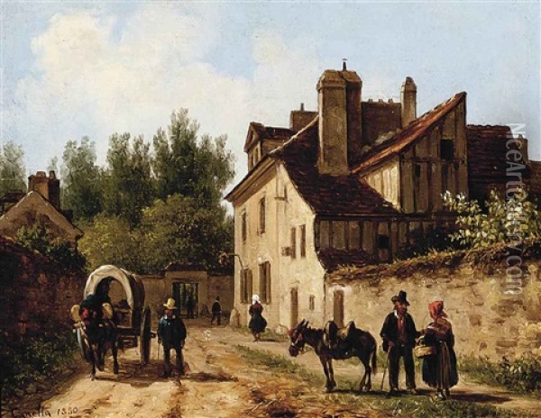 A Village In Northern France Oil Painting - Giuseppe V. Canella