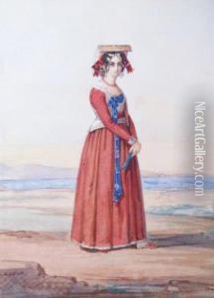 Jeune Fille Devant La Mer Oil Painting - Charles-Louis Mutler