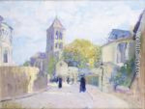 Rue Animee Pres De L'eglise Oil Painting - Elie Anatole Pavil