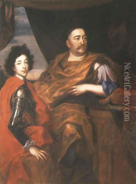 Portrait of John III Sobieski and his Son Jacob Oil Painting - Jan Tricius