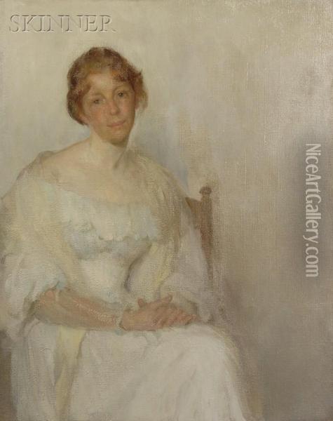 The Lady In White Oil Painting - Wilton Lockwood