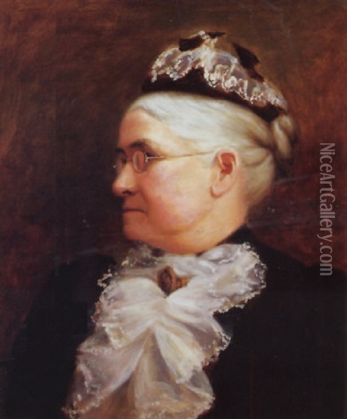 Portrait Of Mrs. Cakebread, The Artist's Grandmother-in-law Oil Painting - Thomas William Roberts