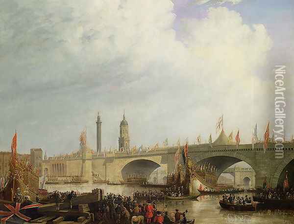The Opening of London Bridge by William IV, 1831 Oil Painting - William Clarkson Stanfield