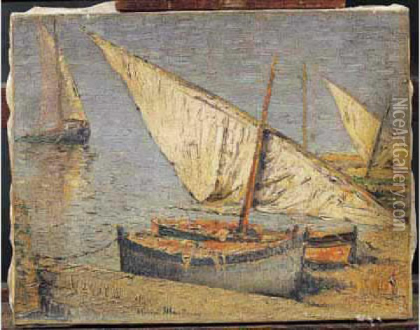 Barques A Collioure Oil Painting - Henri Martin