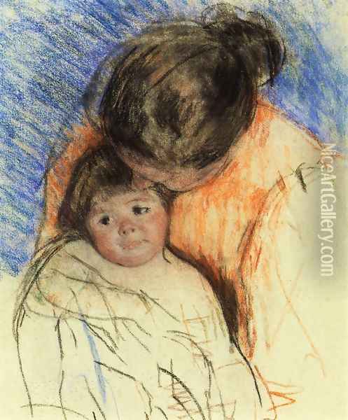 Sketch Of Mother Looking Down At Thomas Oil Painting - Mary Cassatt