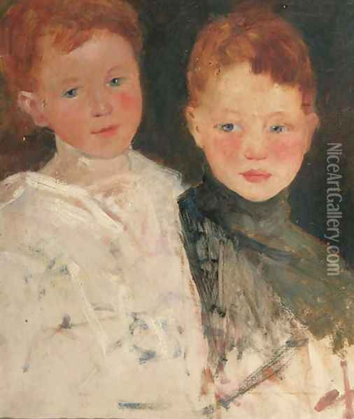 Double portrait of the artist's children, Mies and Thijs Oil Painting - Willem Maris