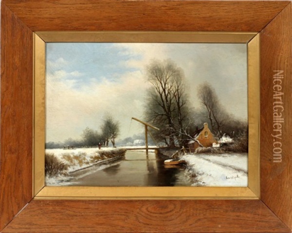 Canal Scene Oil Painting - Louis Apol