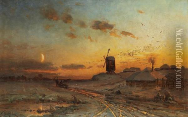 Before The Sunrise Oil Painting - Iulii Iul'evich (Julius) Klever