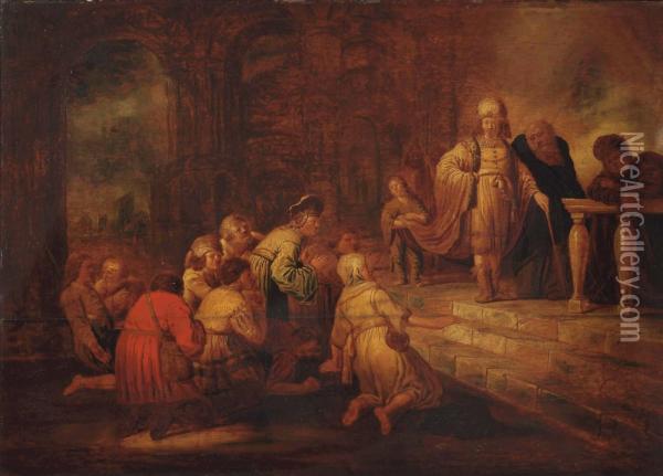 Joseph's Family In Egypt Oil Painting - Jacob Willemsz de Wet the Elder