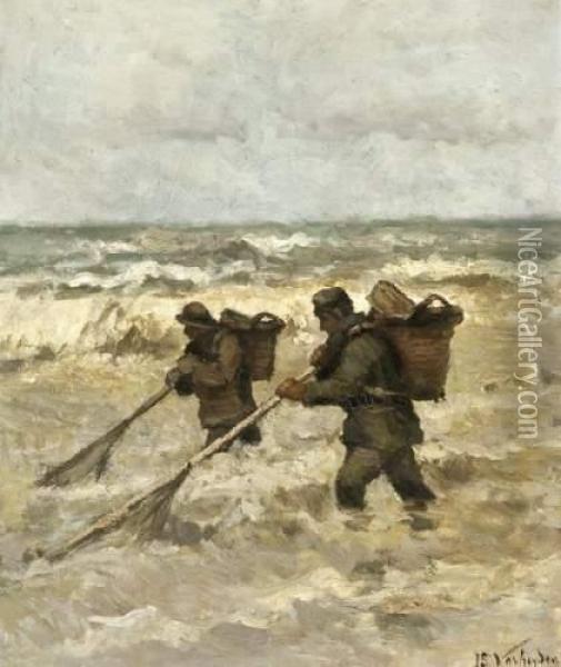Garnaalvissers Aan Het Werk Oil Painting - Isidore Verheyden