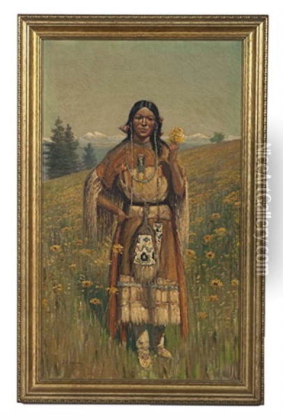 Indian Painting Oil Painting - Thomas Corwin Lindsay