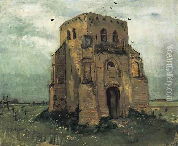 Country Churchyard and Old Church Tower Oil Painting - Vincent Van Gogh