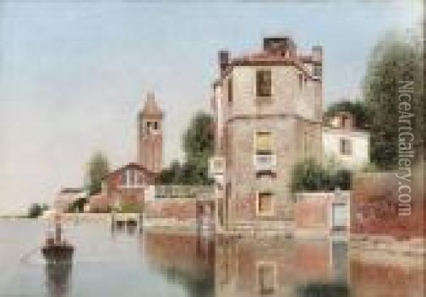 Villa On The Canal, Venice Oil Painting - Henry Pember Smith