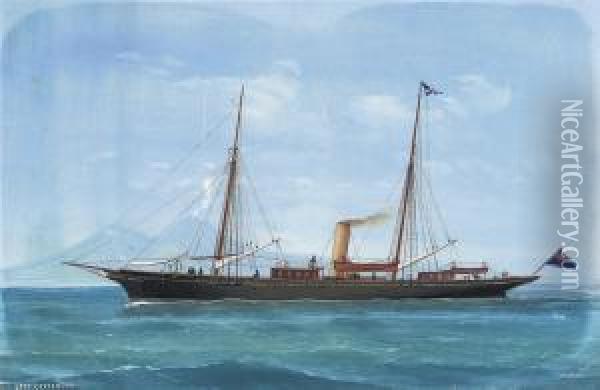 The Steam Yacht Oil Painting - Antonio de Simone