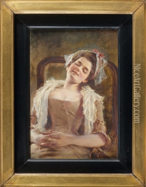 Jeune Femme Assoupie Oil Painting - Heinrich Lossow