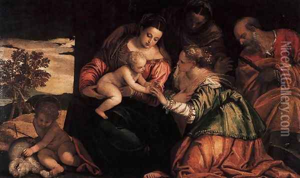 The Mystic Marriage of Sr Catherine Oil Painting - Paolo Veronese (Caliari)