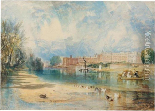 Hampton Court Palace Oil Painting - Joseph Mallord William Turner