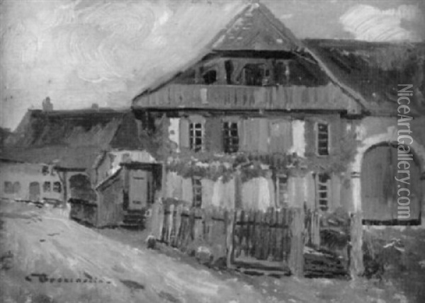 Bauernhaus Bei Estavayer Am Neuenburgersee Oil Painting - Carlo Brancaccio