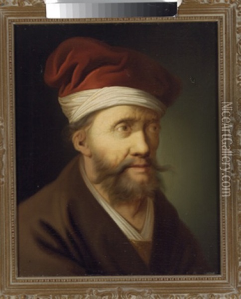 Ein Bartiger Mann Mit Roter Turbanartiger Mutze Oil Painting - Christian Wilhelm Ernst Dietrich