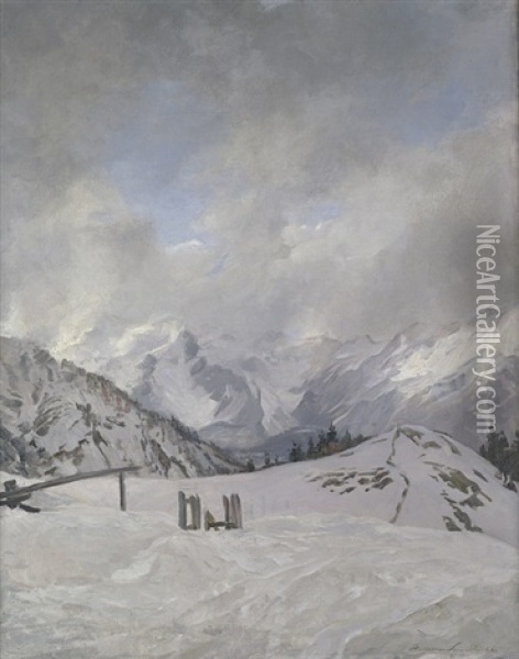 Hochalpenlandschaft Oil Painting - Hermann Sandkuhl