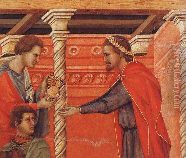 Pilate Washing his Hands (detail) 1308-11 Oil Painting - Duccio Di Buoninsegna