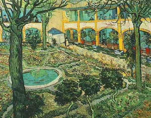 The Courtyard Of The Hospital At Arles Oil Painting - Vincent Van Gogh