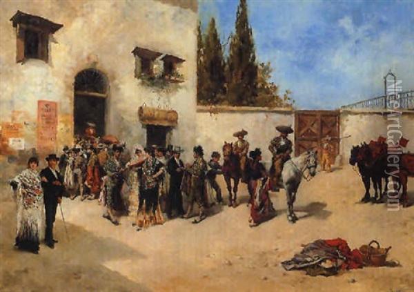 Bullfighters Preparing For The Fight Oil Painting - Vicente Garcia de Paredes