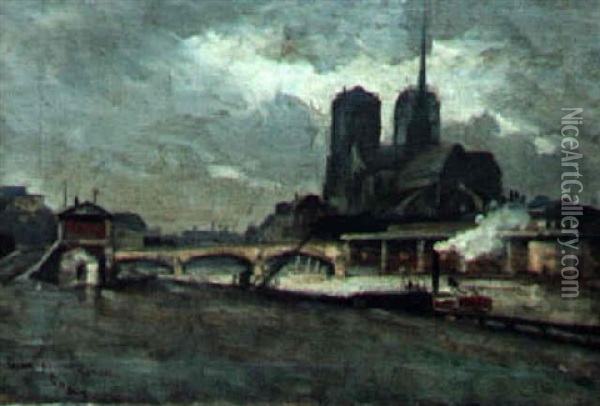Notre Dame, Paris Oil Painting - Frank Myers Boggs