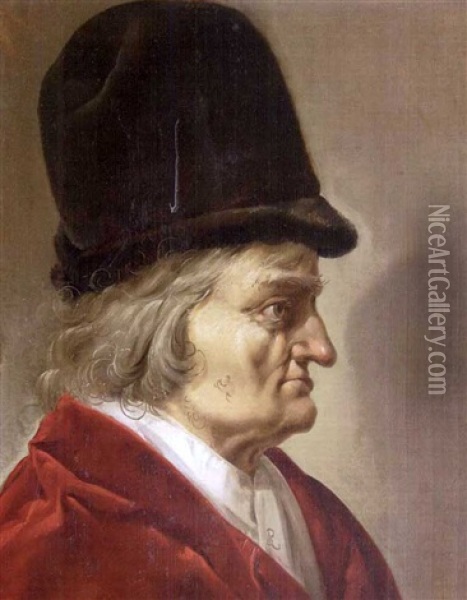 Homme De Profil Au Grand Chapeau Oil Painting - Pieter Jansz Quast