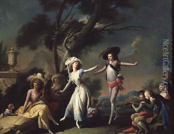 Dancing the Bolero, 1790 Oil Painting - Jose Camaron