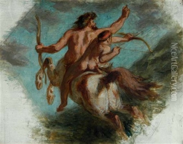 The Education Of Achilles Oil Painting - Eugene Delacroix