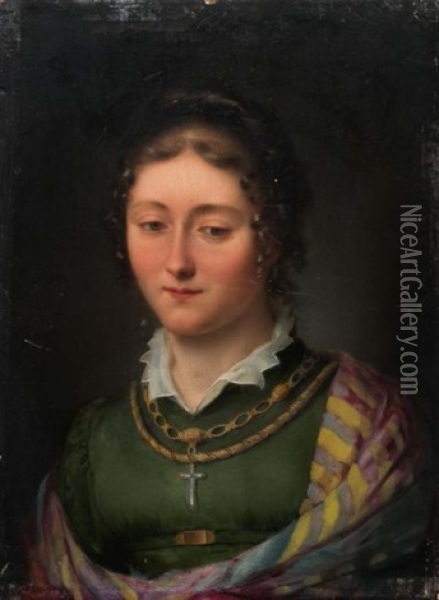 Portrait De Mademoiselle Pauline Laurent, Fille Du Peintre Oil Painting - Jean Antoine Laurent