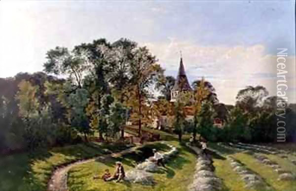 Shere Church, Surrey Oil Painting - Edwin Henry Boddington