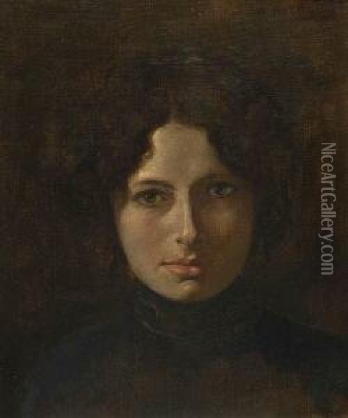 Damenportrat. Oil Painting - August Rieper