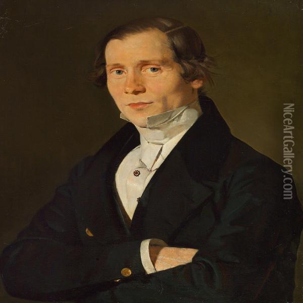 A Gentleman's Portrait Oil Painting - C. A. Jensen