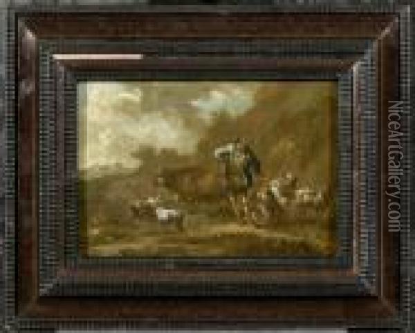 Landscape With Shepherds Oil Painting - Nicolaes Berchem