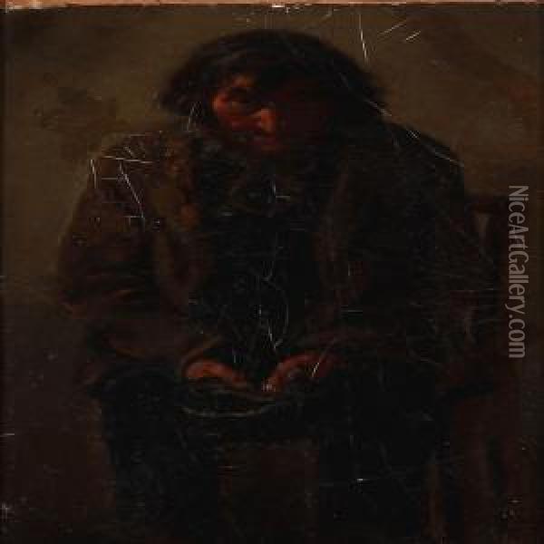 A Beggar Oil Painting - Hans Ludvig Smidth