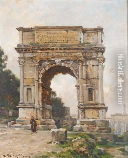 Arch Of Titus (the Forum), Rome Oil Painting - Louis Aston Knight