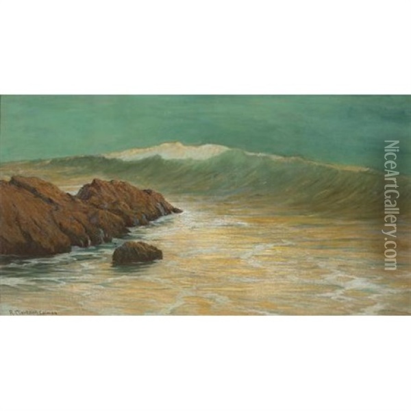 Surf At Sunset Oil Painting - Roi Clarkson Colman