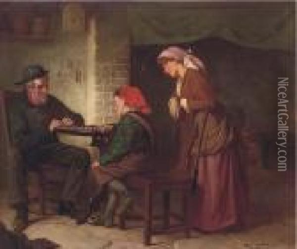 A Game Of Draughts Oil Painting - William Henry Midwood