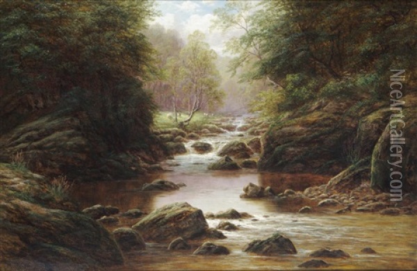 Swilla Glen, Ingleton Oil Painting - William Mellor