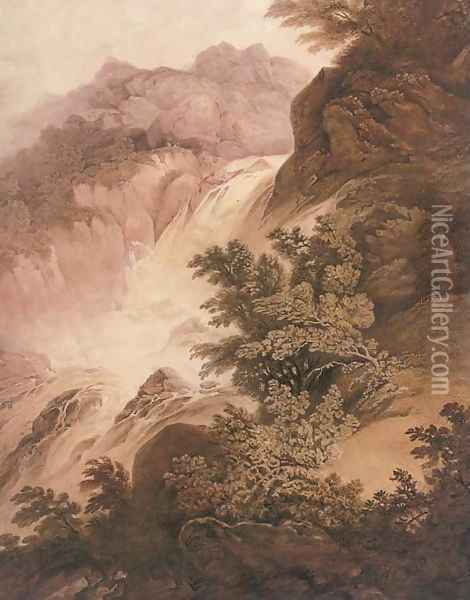The waterfall Oil Painting - Nicholson, F.
