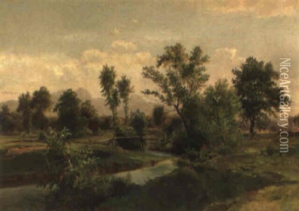 Aulandschaft Oil Painting - Ludwig Georg Eduard Halauska