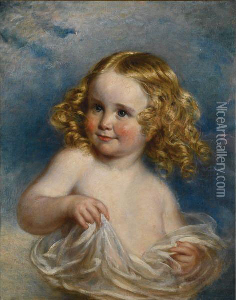 Portrait Of A Young Girl Oil Painting - Margaret Sarah Carpenter