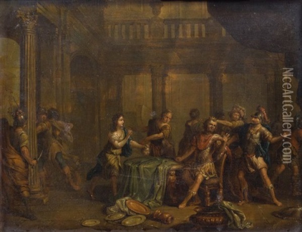 Episode Biblique Judith Presente La Tete D'holopherne (pair) Oil Painting - Johann Conrad Seekatz