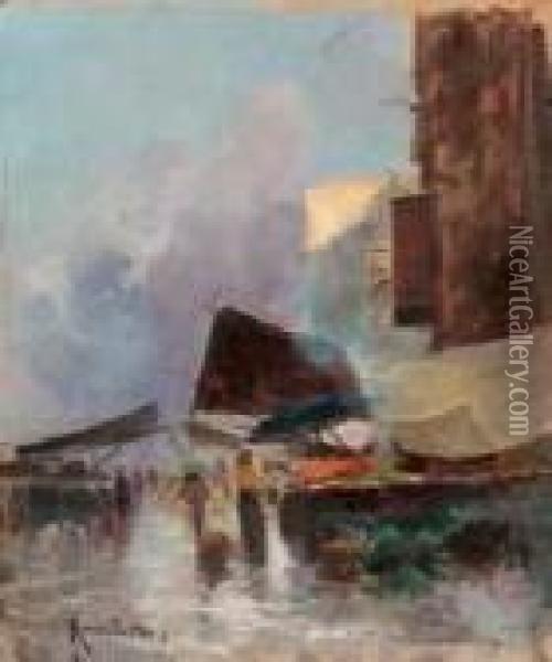 Mercato A Napoli Oil Painting - Oscar Ricciardi
