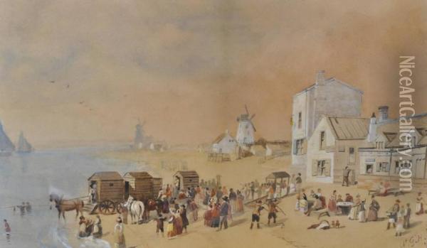 Busy Beach Scene Oil Painting - William Gawin Herdman