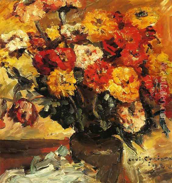 Zinnias in a Vase, 1924 Oil Painting - Lovis (Franz Heinrich Louis) Corinth