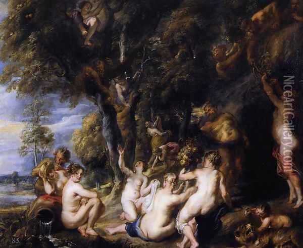 Nymphs and Satyrs 1637-40 Oil Painting - Peter Paul Rubens