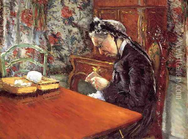 Portrait Of Madame Boissiere Knitting Oil Painting - Gustave Caillebotte